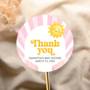 Here Comes the Sun Baby Shower Classic Round Sticker