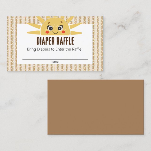 Here Comes the Sun Baby Shower Diaper Raffle Card  (Front/Back)