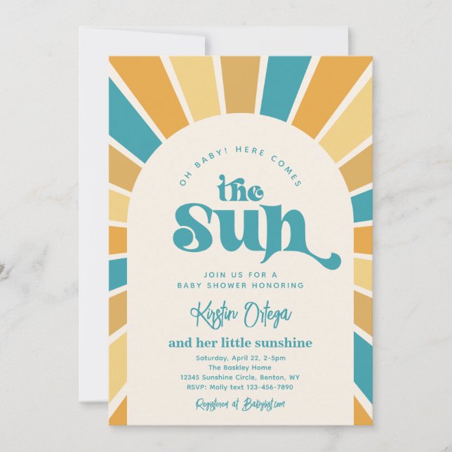 Here Comes The Sun Baby Shower Invitation (Front)