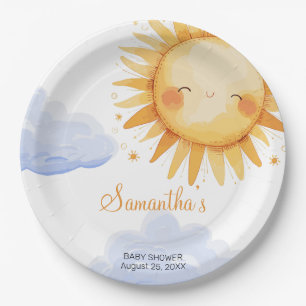 Here comes the Sun baby shower invitation Paper Plate