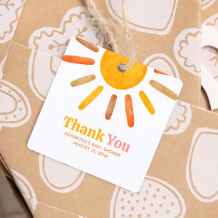 Here comes the Sun  Baby Shower Square Favour Tags