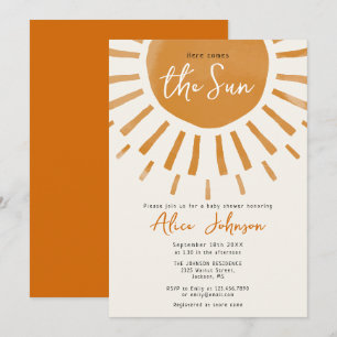 Here Comes The Sun Boho Baby Shower Invitation