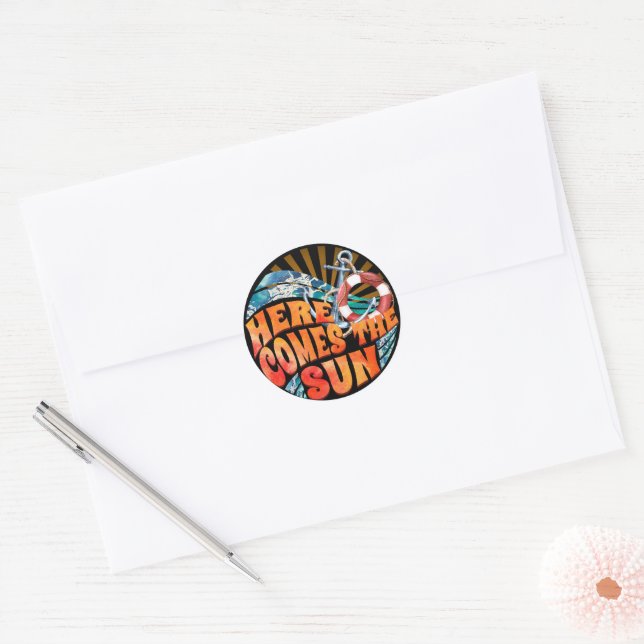 Here Comes The Sun Classic Round Sticker (Envelope)