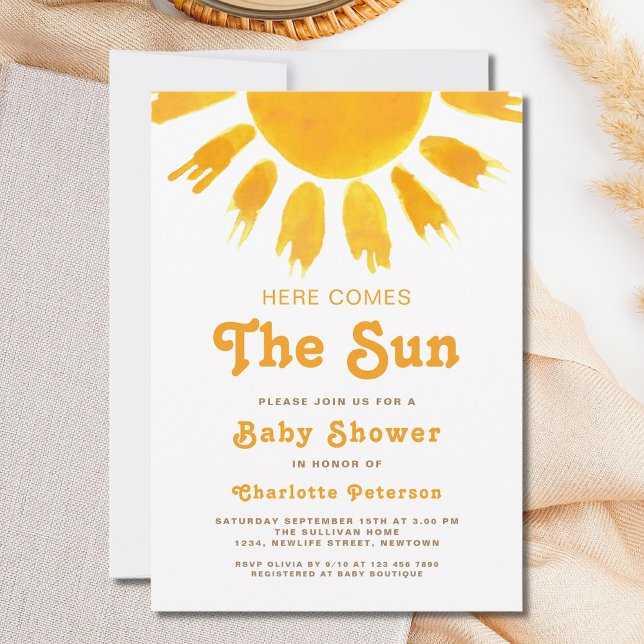 Here Comes The Sun Gender-Neutral Boho Baby Shower Invitation (Creator Uploaded)