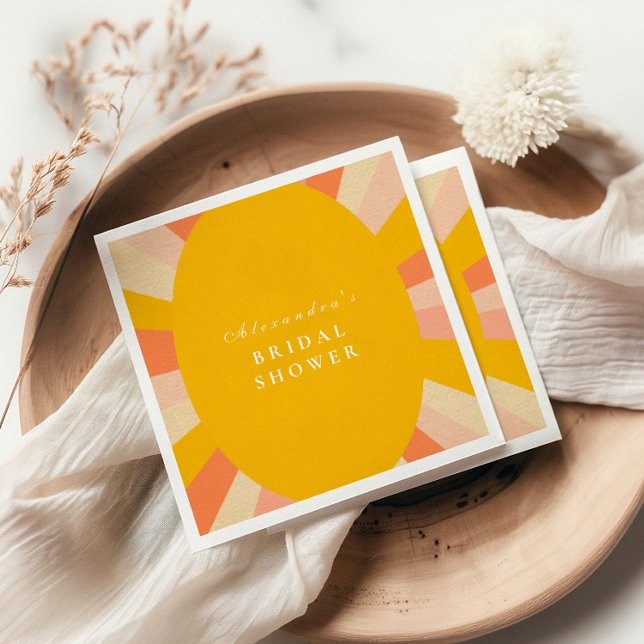 Here Comes The Sun Retro Bridal Shower Napkin (Creator Uploaded)