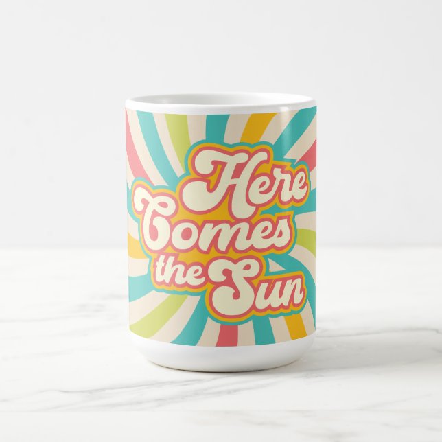 Here Comes The Sun Retro Summer Vibes Coffee Mug (Center)