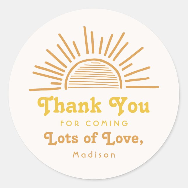 Here Comes The Sun Thank You Sticker | Sun Shower (Front)