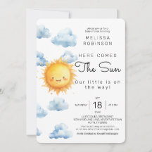 Here comes the sun Watercolor Baby Boy Shower