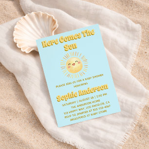 Here Comes the Sun Yellow Sunshine Baby Shower Invitation
