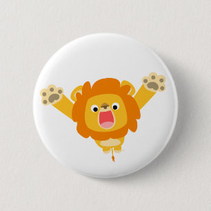 Here comes Trouble (cartoon Lion) button badge