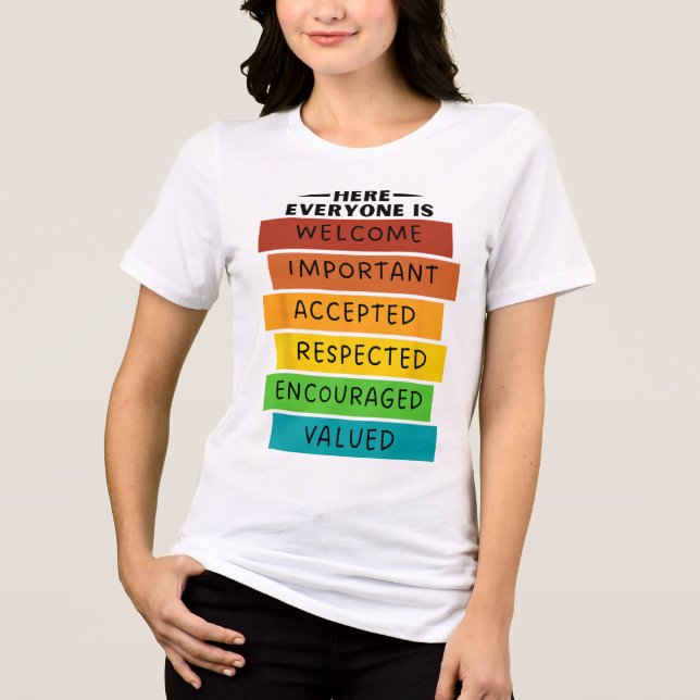 Here Everyone Is Welcome Important Accepted Respec Tri-Blend Shirt (Front)