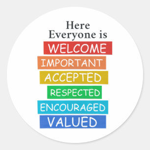 Here Everyone Is Welcome Important Idaho Teacher F Classic Round Sticker