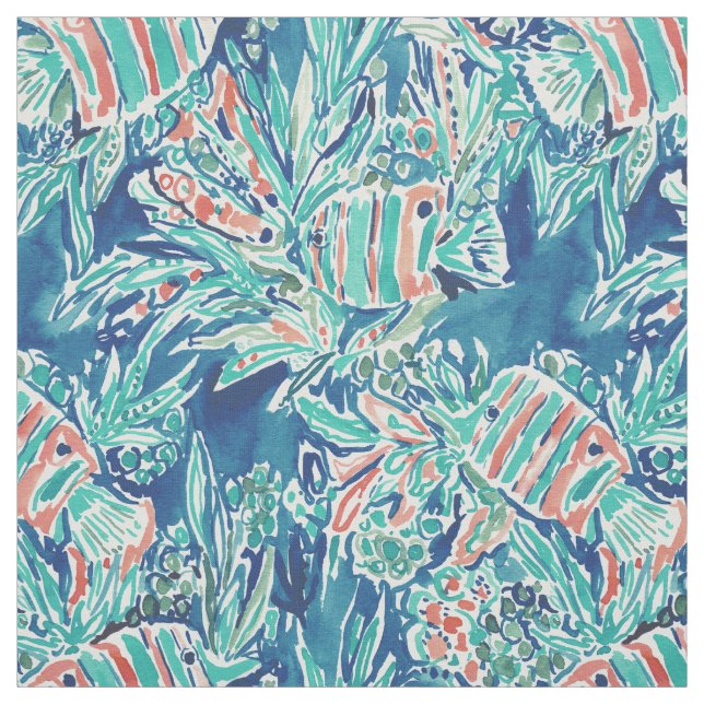 HERE FISHIE Tropical Fish Nautical Pattern Fabric (Swatch)