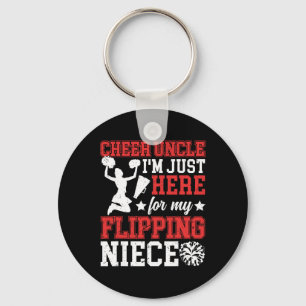 Here For My Niece Cheer Uncle Of A Cheerleader Unc Keychain
