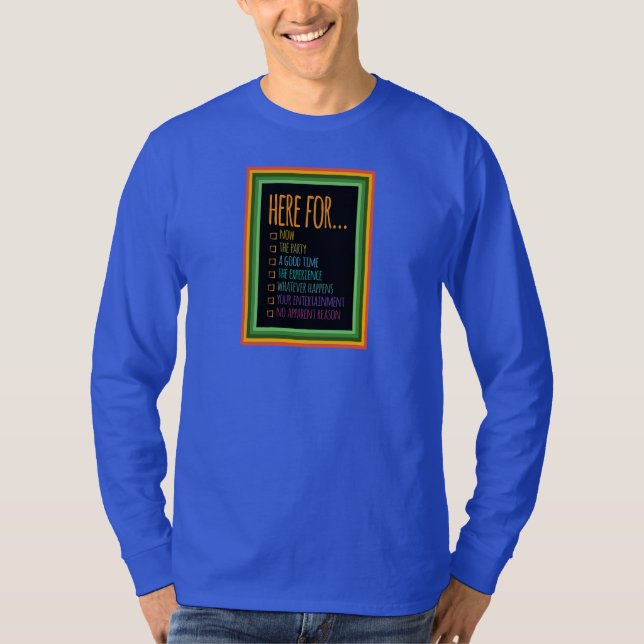 Here for now Frame Gfx Black BG T-Shirt (Front)