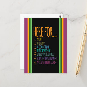 Here for now Stripes Gfx Black BG Postcard