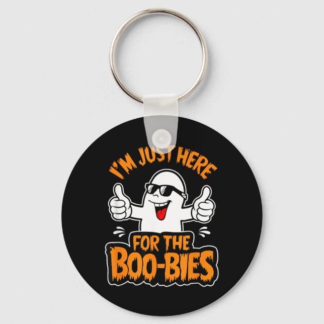 Here for The Boo-bies Ghost Funny Naughty Keychain (Front)