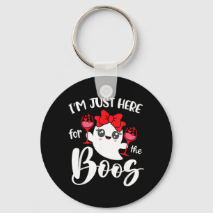 Here For The Boos Cute Ghost Funny Women Halloween Keychain