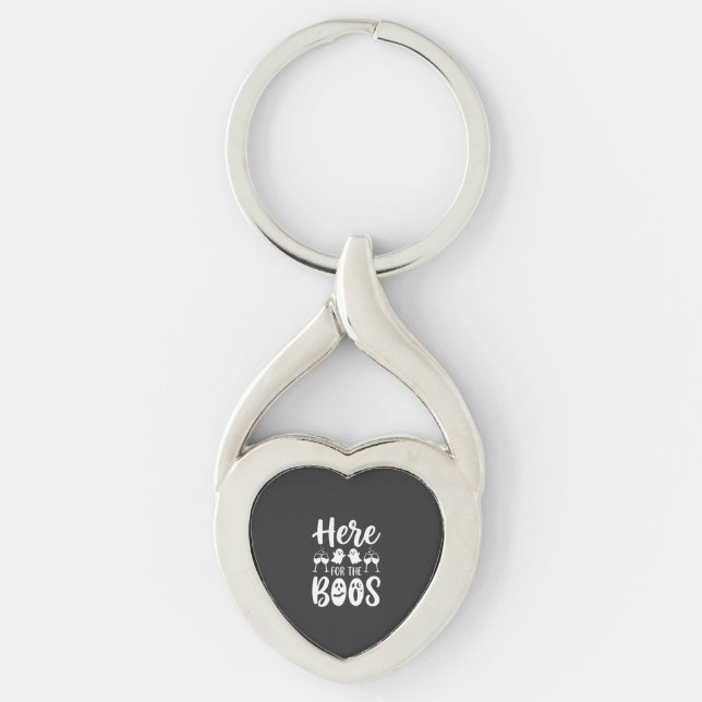 Here For The Boos Halloween Ghost Design_1 Keychain (Front)