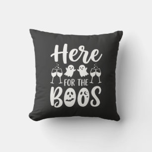 Here For The Boos Halloween Ghost Design_1 Throw Pillow