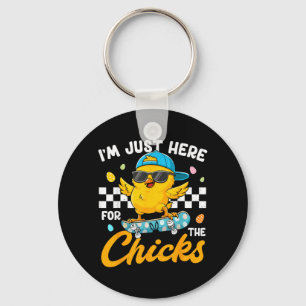 Here for The Chicks for Toddler Boy Kids Easter Keychain