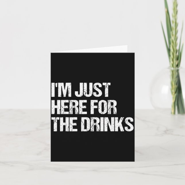 Here For The Drinks Funny Simple Halloween Costume Card (Front)