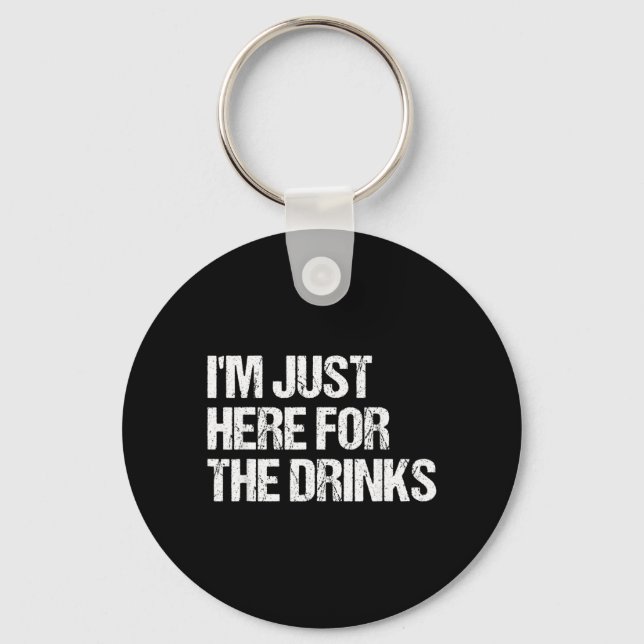 Here For The Drinks Funny Simple Halloween Costume Keychain (Front)