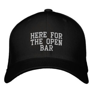 'Here For The Open Bar' Funny Wedding Photographs Embroidered Hat