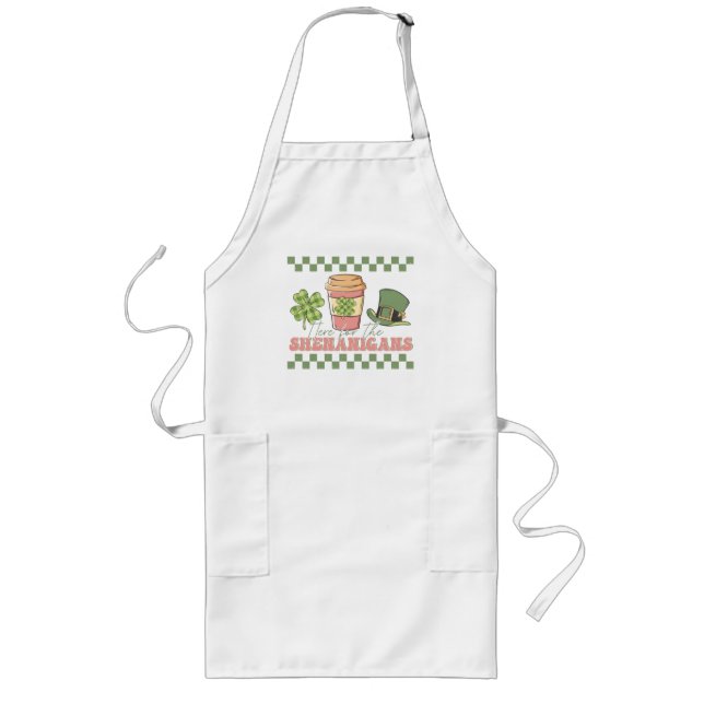 Here For The Shenanigans - Clover Coffee Long Apron (Front)