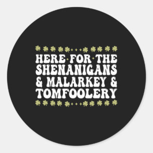 Here For The Shenanigans Malarkey And Tomfoolery Classic Round Sticker
