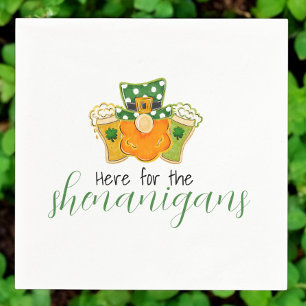 Here for the Shenanigans St Patricks Leprechaun Napkin