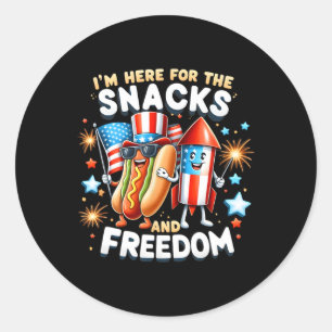 Here For The Snacks And Freedom Independence Day G Classic Round Sticker