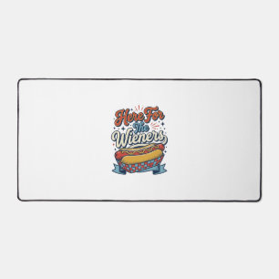 Here For The Wieners Vintage Hot Dog Shirt_1 Desk Mat