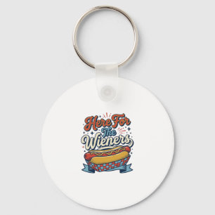 Here For The Wieners Vintage Hot Dog Shirt_1 Keychain