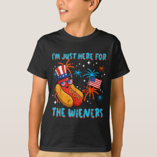 Here for wieners 4th of july hotdog patriot menHer T-Shirt