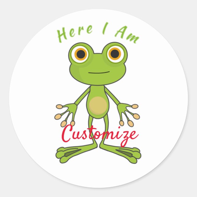 Here I am cute frog Thunder_Cove  Classic Round Sticker (Front)