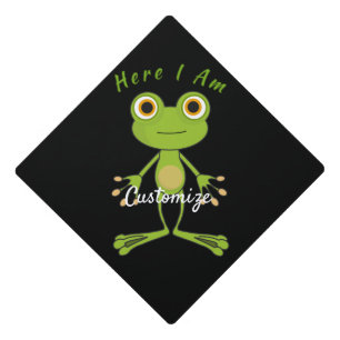 Here I am cute frog Thunder_Cove  Graduation Cap Topper