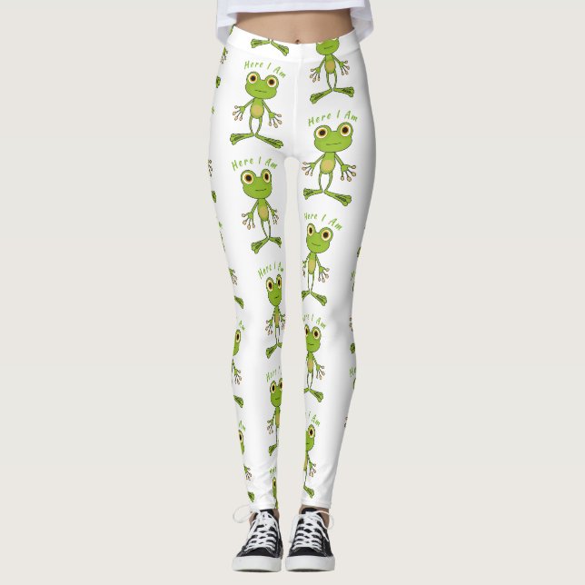 Here I am cute frog Thunder_Cove Leggings (Front)