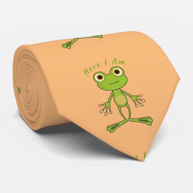 Here I am cute frog Thunder_Cove  Tie (Rolled)