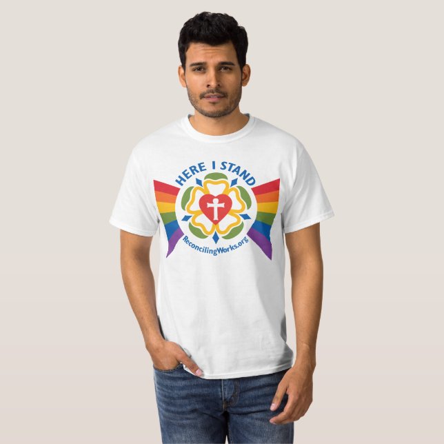 "Here I Stand" t-shirt (on light fabric) (Front Full)