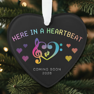 Here in a Heartbeat Rainbow Baby Shower Photo Ornament