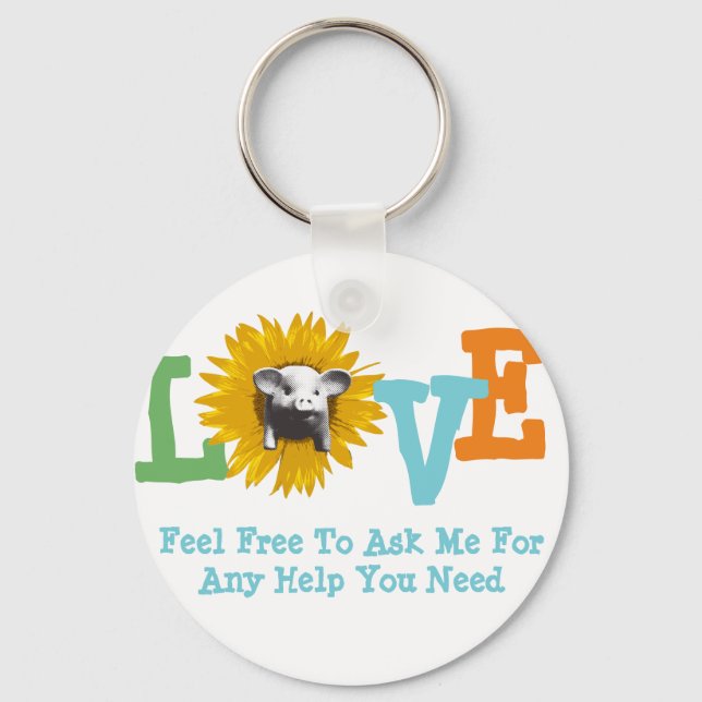 Here is my LOVE by Sunflower Piggy Keychain (Front)