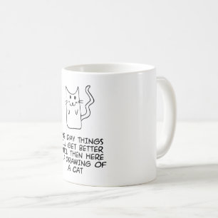 Here is the drawing of a cat coffee mug