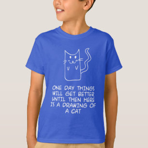 Here is the drawing of a cat T-Shirt