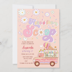 Here Is The Scoop Ice Cream Truck Birthday  Invitation