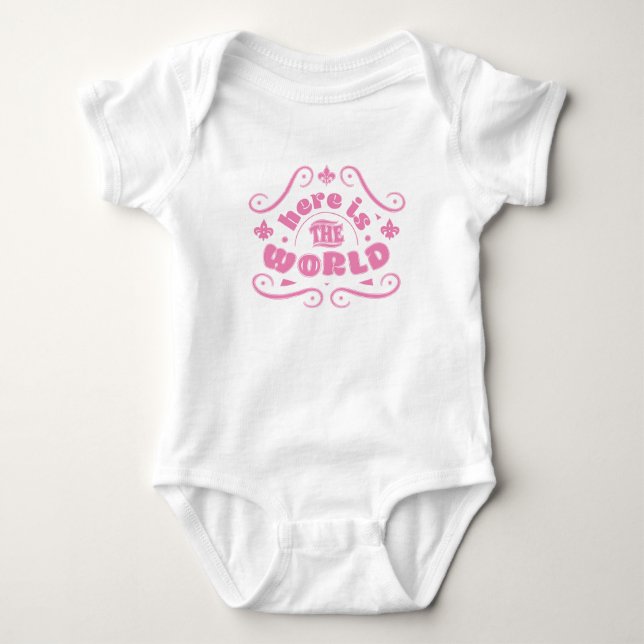 Here is the world baby bodysuit (Front)