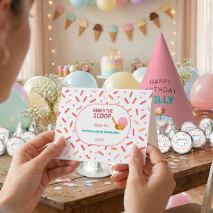 Here,s the scoop Viral Aesthetic Birthday Thank You Card