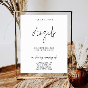 Here’s To Our Angels Minimalist Memorial Funeral Poster