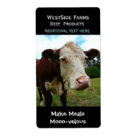 Hereford Beef Cow Dairy  Product Label Sticker
