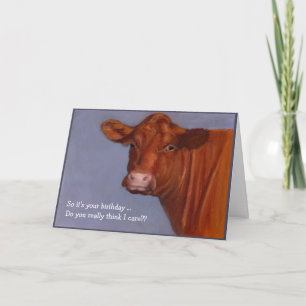 Hereford Beef Cow: Do I Care About Your Birthday? Card